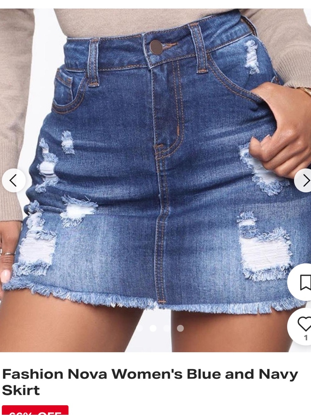 Fashion Nova Navy & Blue Distressed Denim Mini Skirt